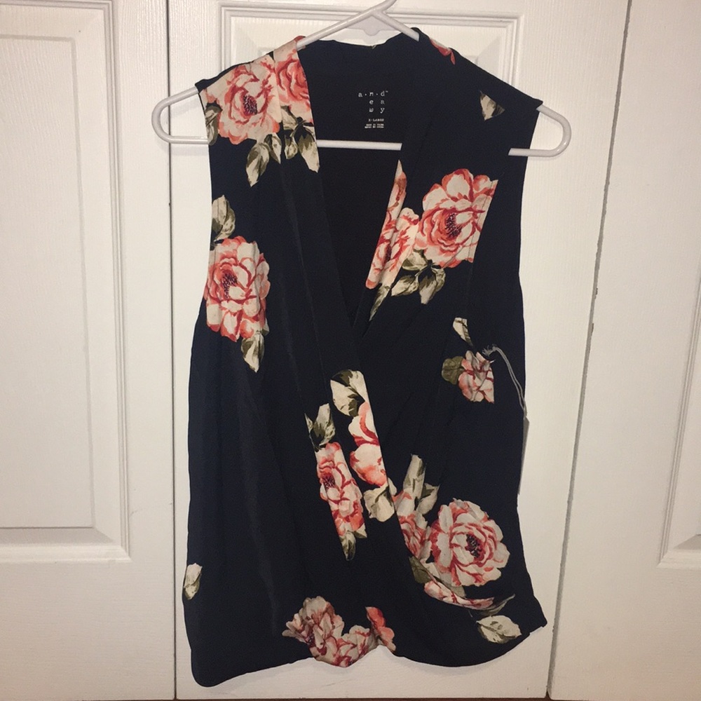 Black Flowered Tank Top